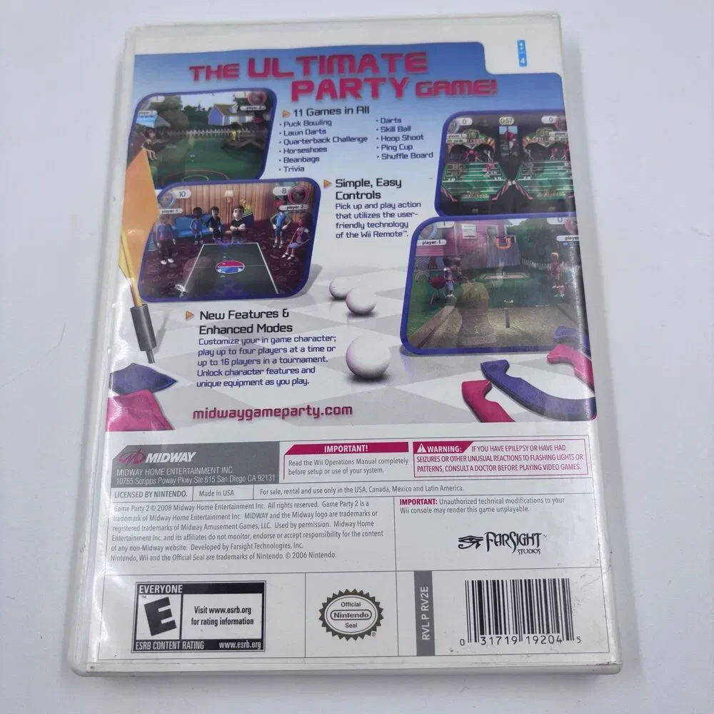 Game Party 2 Nintendo Wii Disc Case Manual CIB Tested Family Arcade Games